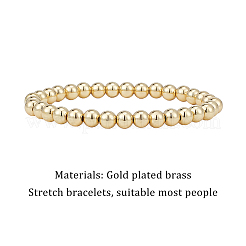 4Pcs 4 Size Brass Round Beaded Stretch Bracelets Set for Women&nbsp;BJEW-AN0001-07
