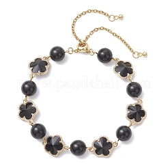 Glass & Natuarl Obsidian Slider Bracelets&nbsp;BJEW-JB12898-03