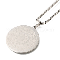 Constellation 201 Stainless Steel Box Chain Sun Pendant Necklaces&nbsp;NJEW-S003-01P