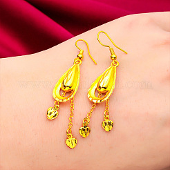 Teardrop with Heart Alloy & Brass Dangle Earrings&nbsp;FS-WGF4F4A-01