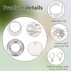 DIY Flat Round Charms Cuff Ring Making Kit&nbsp;DIY-DR0001-22P