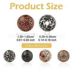 40Pcs 5 Colors Printed Schima Wood Beads&nbsp;WOOD-FS0001-47