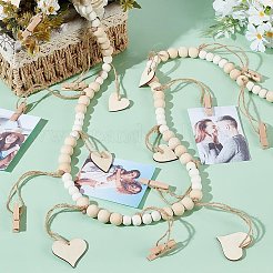 Heart Wooden Beads Hanging Clips&nbsp;HJEW-GO00067