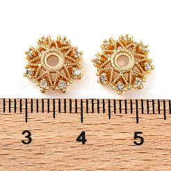 Brass Micro Pave Clear Cubic Zirconia Bead Caps&nbsp;KK-K378-44G