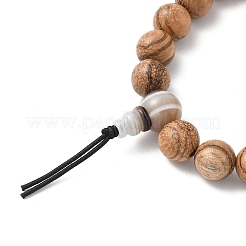 2Pcs 2 Styles Natural Striped Agate & Wood Round Beaded Stretch Bracelets Sets for Men Women&nbsp;BJEW-JB12347
