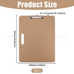 Rectangle Wood Drawing Board with Clips&nbsp;AJEW-WH0643-139