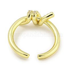 Rack Plating Brass Micro Pave Cubic Zirconia Knot Open Cuff Rings for Women&nbsp;RJEW-I104-14G