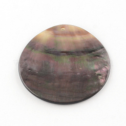 Flat Round Black Lip Shell Pendants&nbsp;SHEL-R009-29