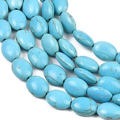 Dyed Synthetical Turquoise Oval Bead Strand&nbsp;G-P083-89G