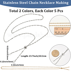 10Pcs 2 Colors 304 Stainless Steel Singapore Chain Necklace Making&nbsp;AJEW-SC0003-99