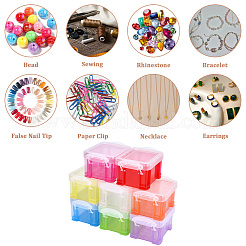 8Pcs 8 Colors Translucent Plastic Latch Storage Boxes&nbsp;CON-PA0001-10