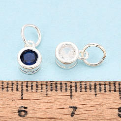 925 Sterling Silver Pave Cubic Zirconia Flat Round Charms&nbsp;STER-T009-18S