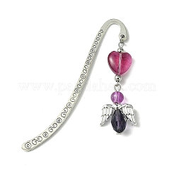 3Pcs 3 Colors Glass Bead Heart Angel Bookmarks&nbsp;AJEW-JK00276