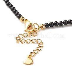 Natural Dyed & Heated Black Agate Beaded Necklaces for Women&nbsp;NJEW-JN03789-06