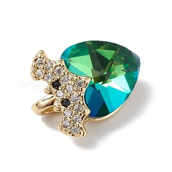 Real 18K Gold Plated Rack Plating Brass Micro Pave Clear Cubic Zirconia Pendants&nbsp;KK-C015-10G-07
