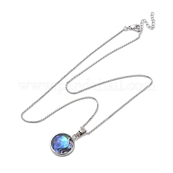 Rack Plating Natural Paua Shell Pendants Necklace&nbsp;NJEW-B104-01G-01P