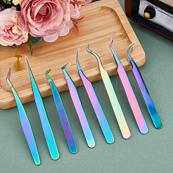 8Pcs 8 Styles 430 Stainless Steel Eyelash Tweezers Clips&nbsp;TOOL-FH0001-57