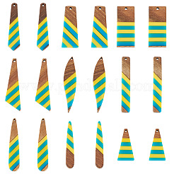 18Pcs 9 Styles Epoxy Resin & Walnut Wood Pendants&nbsp;RESI-TA0003-88B