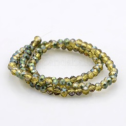 Half Rainbow Plated Faceted Rondelle Glass Beads Strands&nbsp;GLAA-A024B-HR03