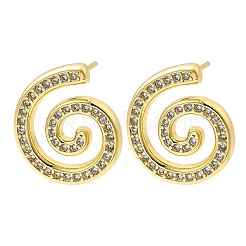 Vortex Spiral Brass Micro Pave Clear Cubic Zirconia Stud Earrings&nbsp;EJEW-L305-05G-02