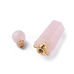 Faceted Natural Rose Quartz Openable Perfume Bottle Pointed Pendants&nbsp;G-P435-D-01G