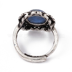 Flower Natural Kyanite Adjustable Rings&nbsp;RJEW-E067-08AS-02