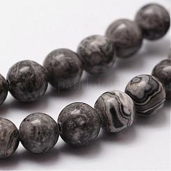 Natural Map Stone/Picasso Stone/Picasso Jasper Bead Strands&nbsp;G-D840-60-4mm