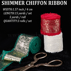 3 Roll 3 Styles Single Face Hot Stamping Polyester Frayed Ribbon&nbsp;OCOR-CP0001-12B