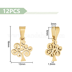 12Pcs 304 Stainless Steel Pendants&nbsp;STAS-UN0054-33