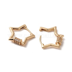 Star Brass Micro Pave Cubic Zirconia Hoop Earrings&nbsp;EJEW-C073-49KCG