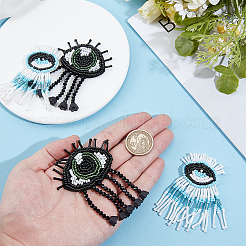 4Pcs 2 Styles Fibre & Glass Rhinestone Embroider Thread Iron on/Sew On Patches&nbsp;PATC-GF0002-03