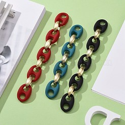 Handmade Spray Painted CCB Plastic & Rubberized Style Acrylic Coffee Bean Chains&nbsp;AJEW-JB00876