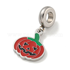 304 Stainless Steel Red Enamel European Dangle Charms&nbsp;STAS-U005-38P