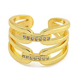 Rack Plating Brass Micro Pave Cubic Zirconia Cuff Rings for Women&nbsp;RJEW-I107-07G