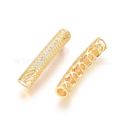 Brass Micro Pave Clear Cubic Zirconia Beads&nbsp;ZIRC-L088-16B-G