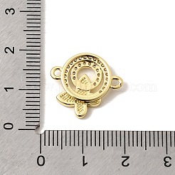 Brass Micro Pave Cubic Zirconia Double Ring with Butterfly Connector Charms&nbsp;KK-A296-24G
