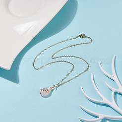 Natural Rose Quartz Teardrop Pendant Necklace&nbsp;X-NJEW-JN03900-01
