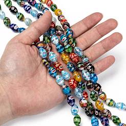 Oval Handmade Millefiori Glass Beads Strands&nbsp;LK-R004-84