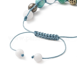 Natural & Synthetic Mixed Gemstone Round Braided Bead Bracelet&nbsp;BJEW-JB09274