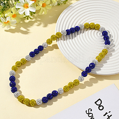 1Pc Polymer Clay Rhinestone Round Beaded Stretch Necklaces&nbsp;NJEW-SP0001-14E