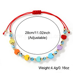 Synthetic Turquoise Heart & Glass Evil Eye Link Bracelets&nbsp;IQ8070