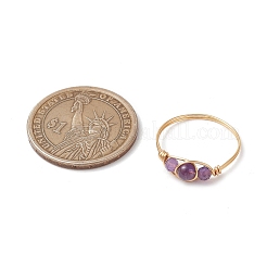 3Pcs Natural  Amethyst Bead Finger Ring&nbsp;RJEW-JR00855-02