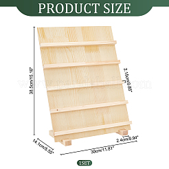 5-Tier Rectangle Wood Slanted Earring Display Card Stands&nbsp;ODIS-WH0099-14