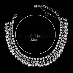 Alloy Crystal Rhinestone Tennis Chain Bell Tassel Anklets&nbsp;FS-WG605A0-02