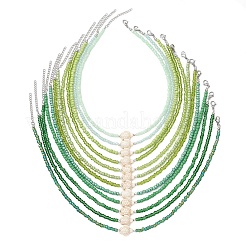 12Pcs 12 Colors Ocean Synthetic Turquoise Turtle with Glass Seed Beaded Necklaces for Women&nbsp;NJEW-JN05946