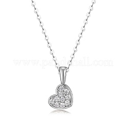 925 Sterling Silver Full Paved 0.22CT Crystal Moissanite Heart Pendant Necklaces for Women&nbsp;TX8783