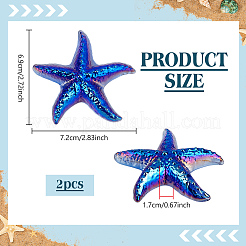 Dyed Natural Quartz Crystal Starfish Display Decorations Figurine Home Decoration&nbsp;DJEW-WH0039-181B