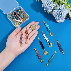 20Pcs Natural & Synthetic Gemstone Chips Pendant Decoration&nbsp;HJEW-PH02094