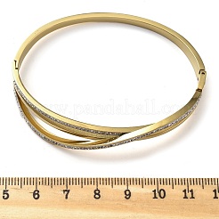 Ion Plating(IP) 304 Stainless Steel Polymer Clay Rhinestone Hinged Bangles for Women&nbsp;BJEW-A011-16G