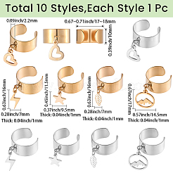 10Pcs 304 Stainless Steel Open Cuff Rings&nbsp;RJEW-SC00002